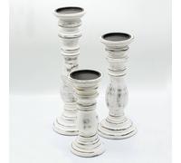 Serenityy Classic Mango Wood Candle Stand - Whitewash, Medium in White Serenityy White Medium