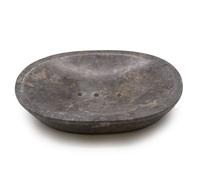 Serenityy Classic Oval Grey Marble Soap Dish - Natural Stone Soap Holder For Bathroom, Black White Grey Veining