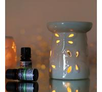 Serenityy Classic White Ceramic Oil Burner With Dragonfly Design, Gloss Finish, For Fragrance Oils And Wax Melts, 1 Pack