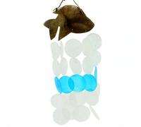 Serenityy Coconut & Capiz Driftwood Wind Chime - Blue Dolphins - 30Cm Handmade Bali