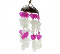 Serenityy Coconut & Capiz Wind Chimes - Pink And White, 35Cm - Handmade Bali Driftwood