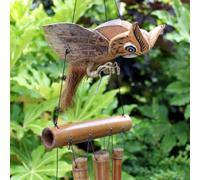 Serenityy Coconut Owl Windchime - Handmade Indonesian Bamboo And Coconut 1M Garden Chime