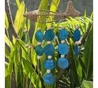 Serenityy Driftwood Wind Chime With String Fish And Blue Copis Drops, Gloss Blue