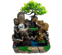 Serenityy Elephants In Love Tabletop Water Feature With Crystal Ball, Light And Watermill, 30 X 20 X 35 Cm