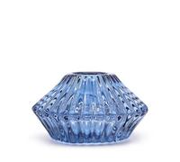 Serenityy Flower Flip Dinner Candle And Tealight Holder - Royal Blue, Glass, Brushed Gloss Finish