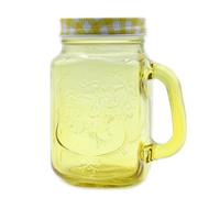Serenityy Funky Mason Jar - Ice Cold Yellow Retro Glass Jar With Screw-Top Lid - Ideal For Iced Drinks And Gifts