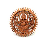 Serenityy Ganesh Wooden Wall Art - 40Cm, Brushed Matt Brown, Wall Mountable