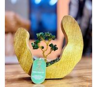 Serenityy Gemstone Tree Garden - Mango Wood Open Ring With 60 Green Aventurine Chipstones - Handcrafted Decorative Ornament