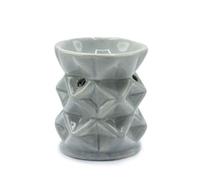 Serenityy Geometric Ceramic Oil Burner - Grey, Compact Sculptural Aroma Warmer