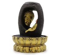 Serenityy Golden Buddha Water Feature - Black And Gold, Indoor Feng Shui Decor