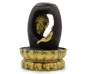 Serenityy Golden Buddha Water Feature - Black And Gold, Indoor Feng Shui Decor