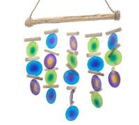 Serenityy Green & Purple Driftwood Chime - Handmade Capiz Shell Wind Chime, Ready To Hang Indoors Or Outdoors