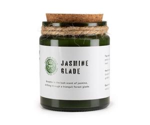 Serenityy Greenman Woodwick Soy Candle - Jasmine Glade, 150G, Green Glass Jar With Cork Lid