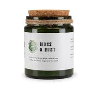 Serenityy Greenman Woodwick Soy Candle Moss & Mist 150G - Deep Green Glass With Cork Lid, 26H Burn Time
