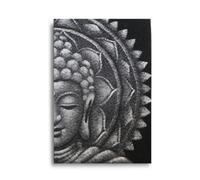 Serenityy Grey Half Buddha Mandala Unframed Print 60X80 Cm - Matt Finish - Large Portrait.