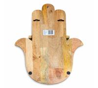 Serenityy Hamsa Shaped Mango Wood Wall Shelf in Natural Serenityy Natural