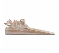 Serenityy Hand-Carved Kitten Doorstop - Sustainable Jemipinis Wood, 16 X 4 X 8 Cm