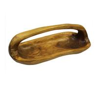 Serenityy Hand-Carved Teak Root Bowl With Handle, Approx. 30Cm, Natural Wood Finish.