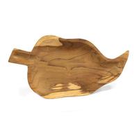 Serenityy Hand-Carved Teak Root Leaf-Shaped Bowl - Approx. 32Cm, Matt Brown, Unique Decorative Serving Bowl