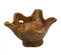 Serenityy Hand-Carved Teak Root Small Round Bowl 12 Cm H X 15 Cm W - Natural Wood Finish