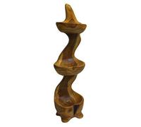 Serenityy Hand-Carved Teak Root Three-Bowl Stand Approx 50Cm, Natural Wood Finish