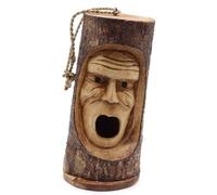 Serenityy Hand-Carved Tree Trunk Bird House - Grumpy Old Man Face, Hanging Rustic Nest Box For Garden Birds, Solid Wood