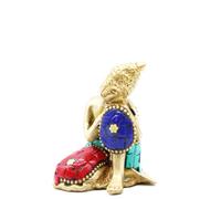 Serenityy Handcrafted Brass Buddha Figure - Thinking Pose - 6.5 Cm Multicolour.