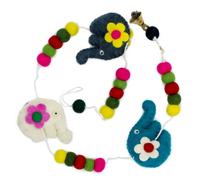Serenityy Handmade Felt Wall Hanging With Elephant Motifs, Random Colours, Mobile-Style Nursery Decor, 980G