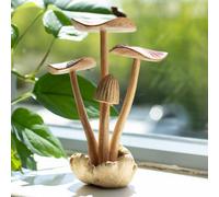 Serenityy Handmade Parasite Wood Mushroom Carving Set - 4 Large Sculptural Mushrooms