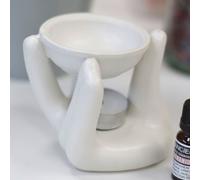 Serenityy Helping Hand Oil Burner - Gloss White, Compact Fragrance Oil And Wax Melt Burner, Decorative Mantel Ornament