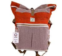 Serenityy Hemp Trekking Rolling Backpack - Sunset Orange, Lightweight Hemp And Cotton Travel Pack.