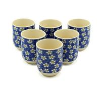 Serenityy Herbal Tea Cups - Blue Daisy Pattern - Set Of 6