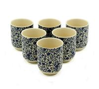 Serenityy Herbal Tea Cups Set Of 6 - Classic Blue Pattern Tea Cups For Herbal And Hot Beverages