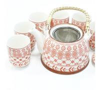 Serenityy Herbal Teapot Set - Amber, Six Ceramic Teapots With Metal Strainer.