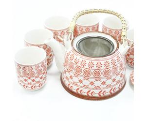Serenityy Herbal Teapot Set - Amber, Six Ceramic Teapots With Metal Strainer.