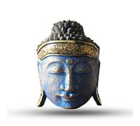 Serenityy Home Decoration Buddha Head 25Cm - Hand-Carved Albasia Wood With Blue Shine Finish