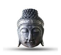 Serenityy Home Decoration Buddha Head 25Cm Silver Shine Finish, Handcrafted Indonesian Sculpture