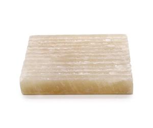 Serenityy Honey Onyx Rectangular Soap Dish - Polished Grooved Stone, Natural Honey Colour, 565G.