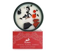 Serenityy Hop Hare Crystal Magic Flower Candle - The Devil, Blooming Inferno Fragrance, Red Jasper & Black Agate, 22H Burn