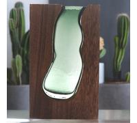 Serenityy Large Cylindrical Glass Terrarium Vase 18 X 5 X 32 Cm Inside Dark Tung Wood Frame