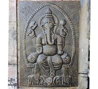 Serenityy Large Ganpati Iron Frame Antique Gold Relief - 0.7M X 1M, 12Kg