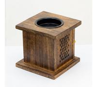 Serenityy Large Mango Wood Box Burner - Tree Of Life Carving, 12 X 12 Cm, Gloss Finish