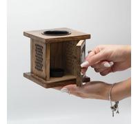 Serenityy Large Mango Wood Oil Burner With Elephant Carving, Brass Knob, 12 X 12 Cm.