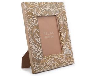 Serenityy Large Mango Wood Picture Frame For 13X18Cm Photos, 28X23X2Cm, Buddha Design, White