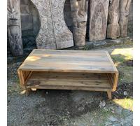 Serenityy Large Recycled Teak Coffee Table - Hand-Made Rustic Rectangular 122Cm