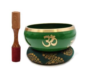 Serenityy Large Tree Of Life Singing Bowl Set, Green, 14 Cm With Cushion And Striker