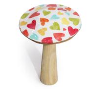 Serenityy Large Wooden Mushroom Ornament - Pastel Hearts Serenityy Multicolor Large