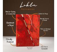 Serenityy Lokta Bold Floral Bamboo Lock Notebook - Medium 15 X 12 Cm - 45 Leaves (90 Pages) - Ruby