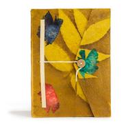 Serenityy Lokta Bold Floral Notebook - 45 Leaves, Mustard Brown - Includes Bookmark