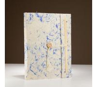 Serenityy Lokta Mixed Blue Cotton Notebook - Large, 45 Leaves, Includes Bookmark, Handcrafted